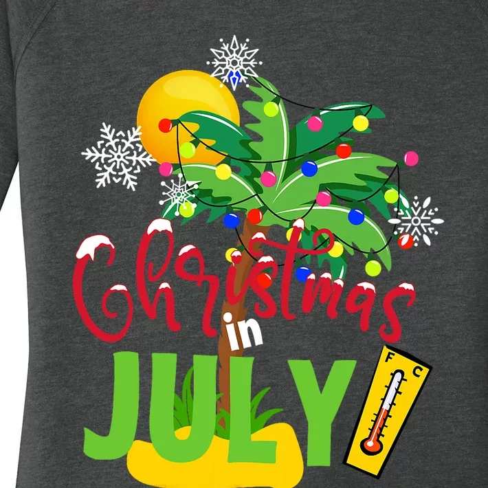 Funny Christmas In July Summer Beach Vacation Xmas Women's Perfect Tri Tunic Long Sleeve Shirt