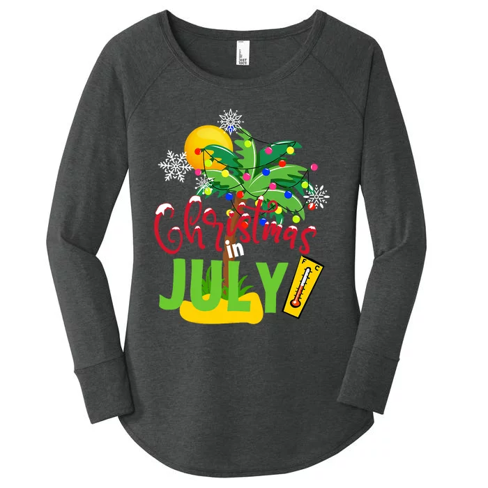 Funny Christmas In July Summer Beach Vacation Xmas Women's Perfect Tri Tunic Long Sleeve Shirt