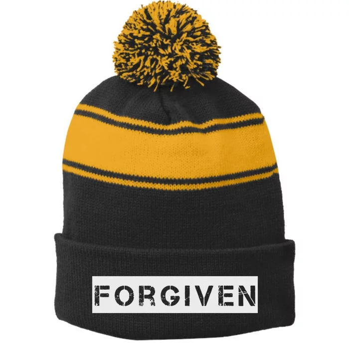 Forgiven Christian Inspirational Design For Men Women Stripe Pom Pom Beanie