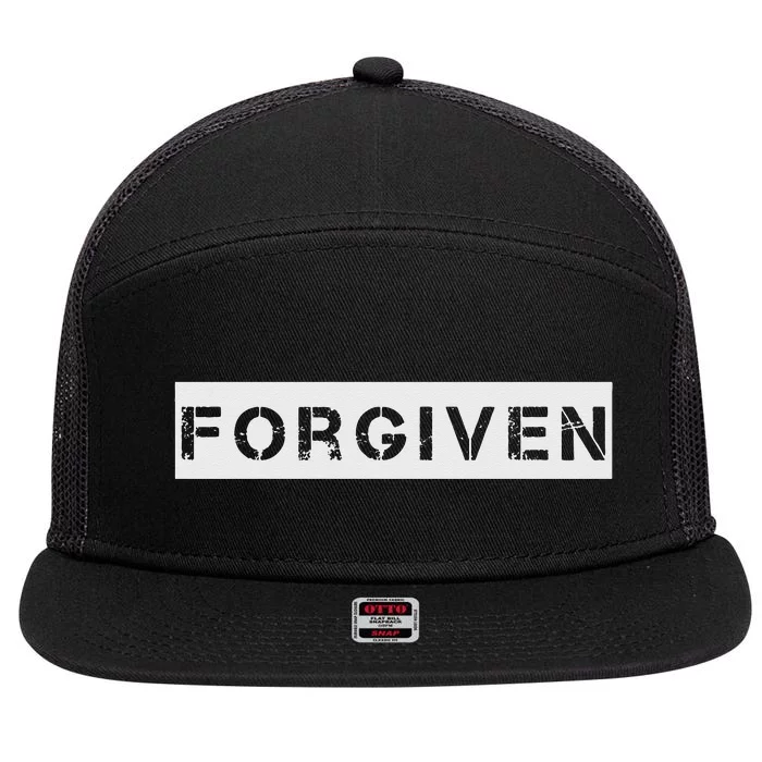 Forgiven Christian Inspirational Design For Men Women 7 Panel Mesh Trucker Snapback Hat