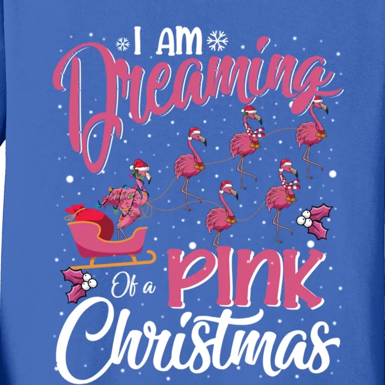 Flamingo Christmas IM Dreaming Of A Pink Christmas Gift Kids Long Sleeve Shirt