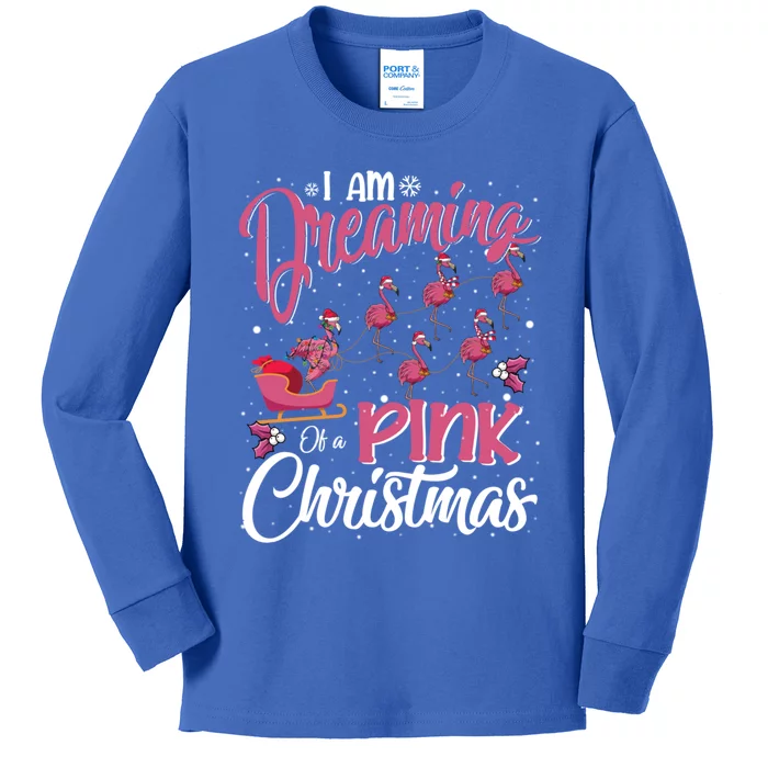 Flamingo Christmas IM Dreaming Of A Pink Christmas Gift Kids Long Sleeve Shirt