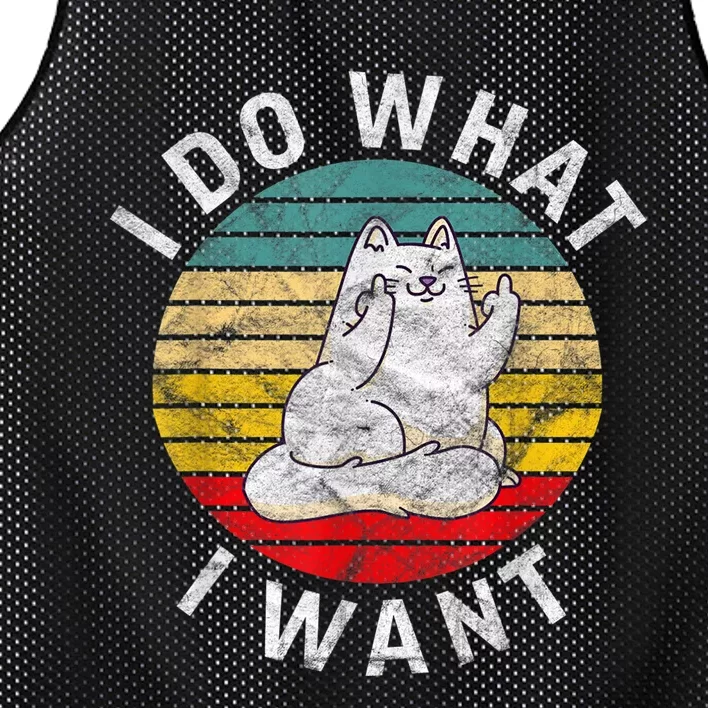 Funny Cat I Do What I Want Middle Finger Kitty Flip The Bird Mesh Reversible Basketball Jersey Tank