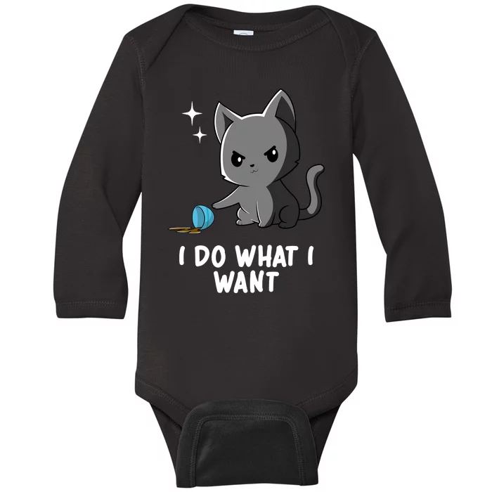 Funny Cat I Do What I Want Baby Long Sleeve Bodysuit