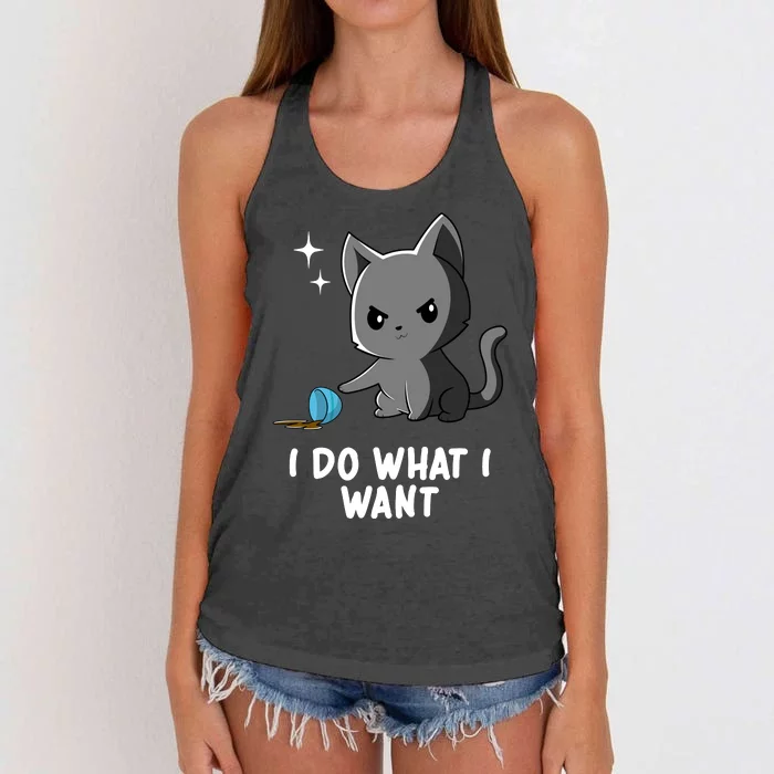 Funny Cat I Do What I Want Women's Knotted Racerback Tank