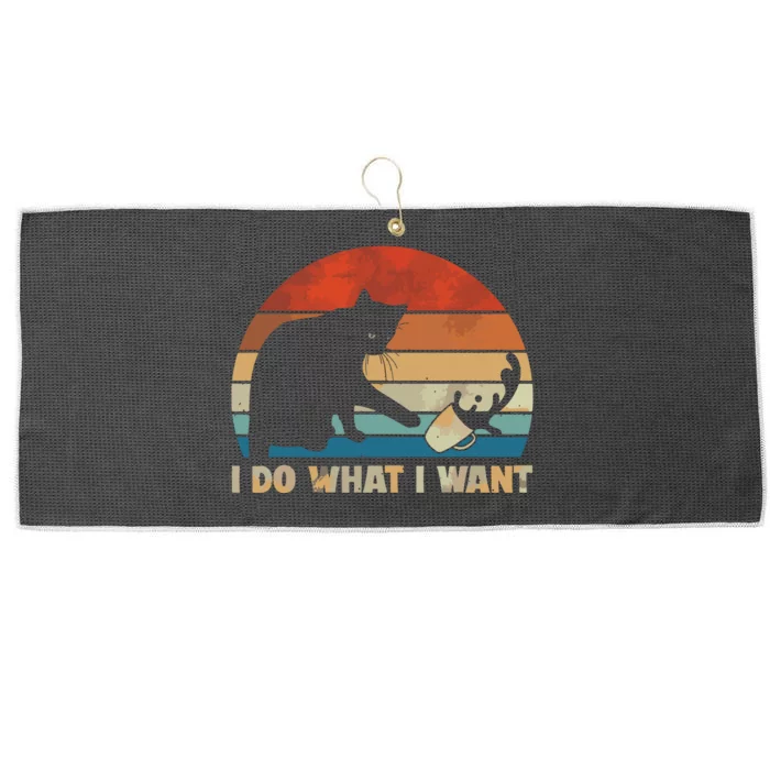 Funny Cat I Do What I Want Cat Large Microfiber Waffle Golf Towel