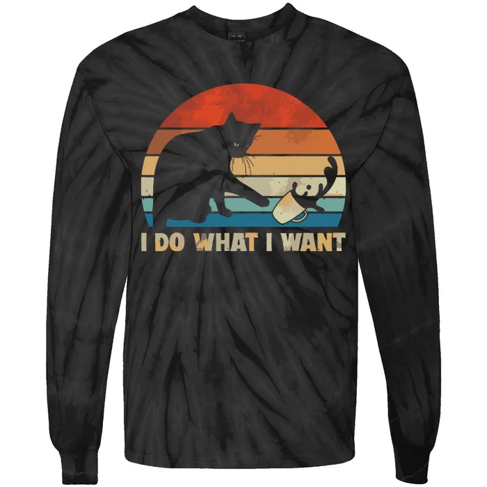 Funny Cat I Do What I Want Cat Tie-Dye Long Sleeve Shirt