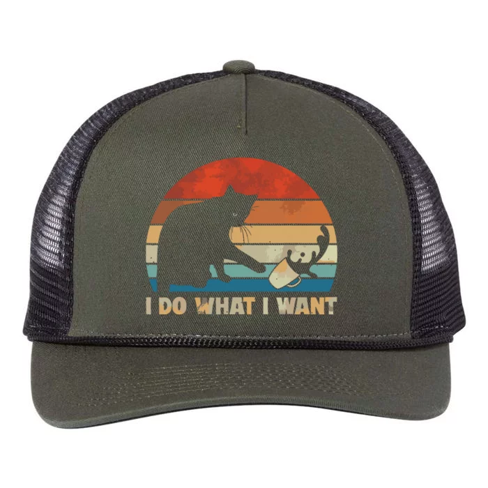 Funny Cat I Do What I Want Cat Retro Rope Trucker Hat Cap