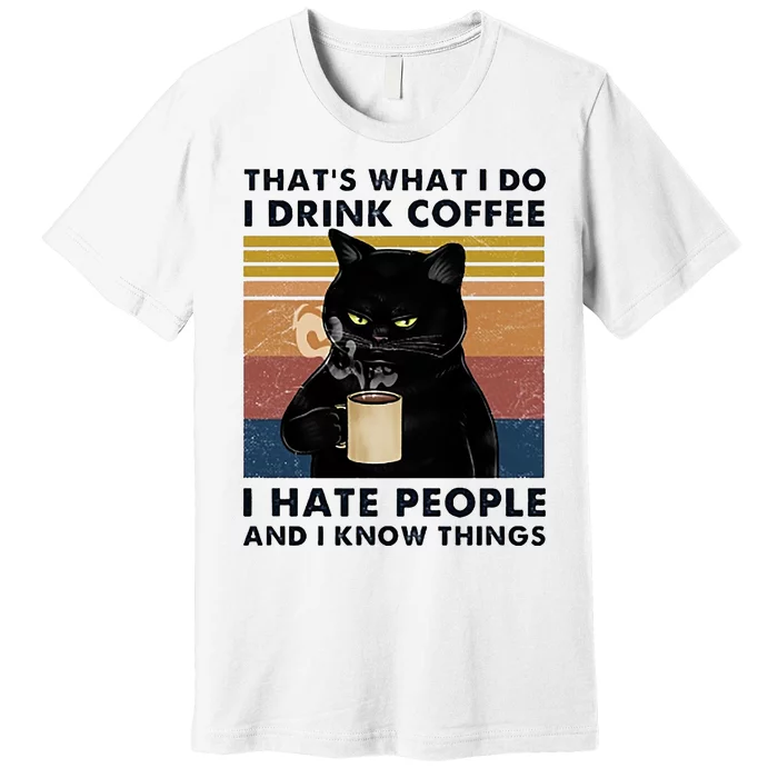 Funny Cat I Coffee Hate People And I Know Things Cat Gift Premium T-Shirt