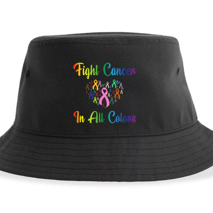 Fight Cancer In All Color Ribbon Cancer Awareness Month Sustainable Bucket Hat