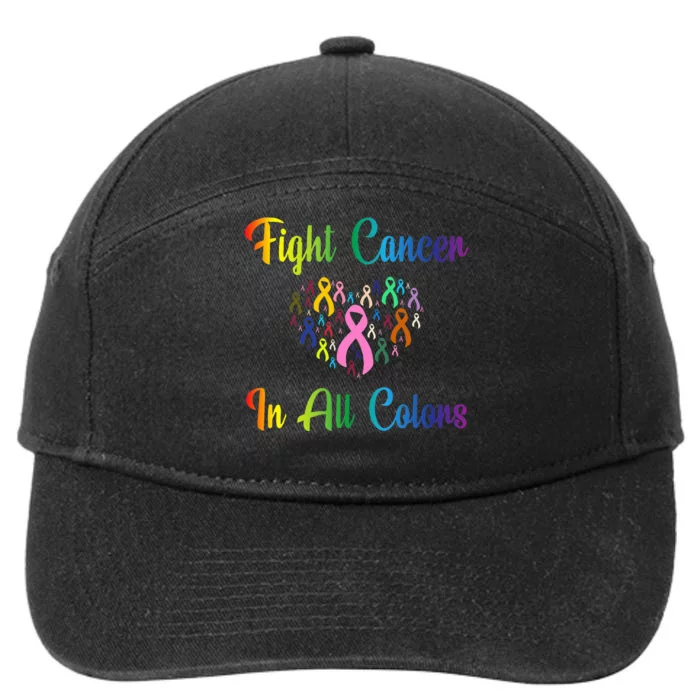 Fight Cancer In All Color Ribbon Cancer Awareness Month 7-Panel Snapback Hat