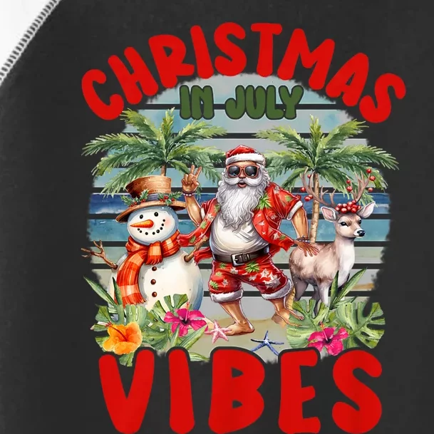 Funny Christmas In July Vibes Santa Claus Snowman Toddler Fine Jersey T-Shirt