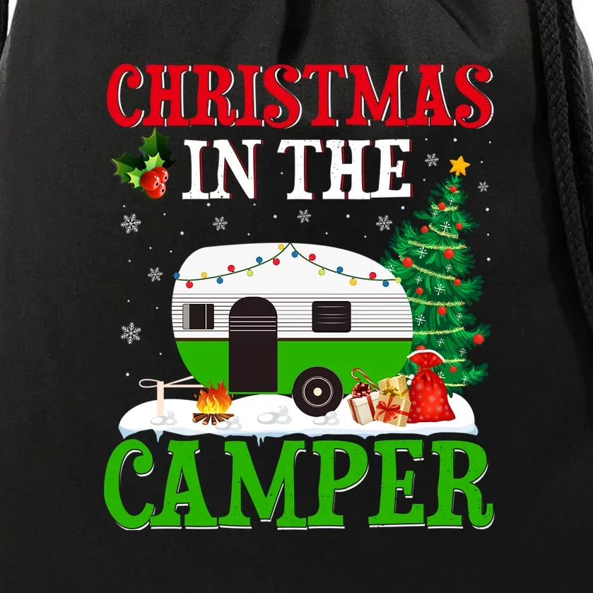 Funny Christmas In The Camper Camping RV Christmas Tree Gift Drawstring Bag