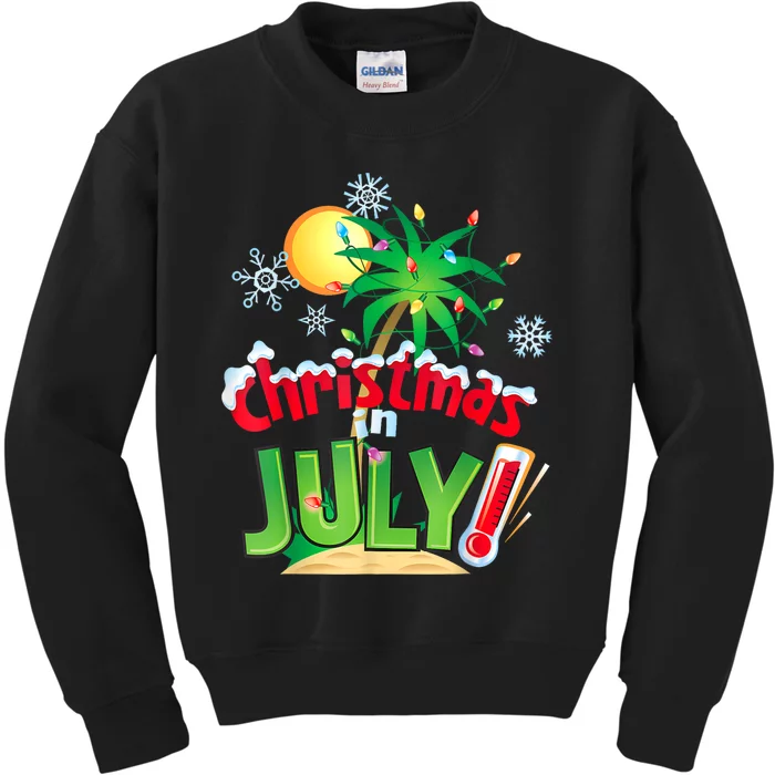 Funny Christmas In July Summer Beach Vacation Xmas Kids Sweatshirt