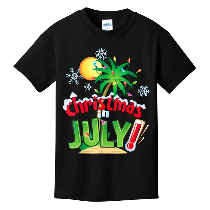 Funny Christmas In July Summer Beach Vacation Xmas Kids T-Shirt