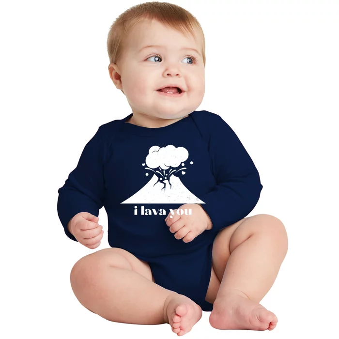 Funny Cute I Lava You Volcano Baby Long Sleeve Bodysuit