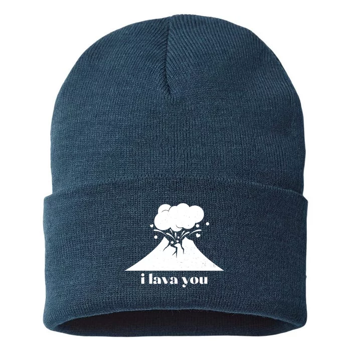 Funny Cute I Lava You Volcano Sustainable Knit Beanie