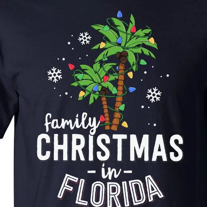 Family Christmas In Florida Palm Trees Xmas Beach Vacation Tall T-Shirt