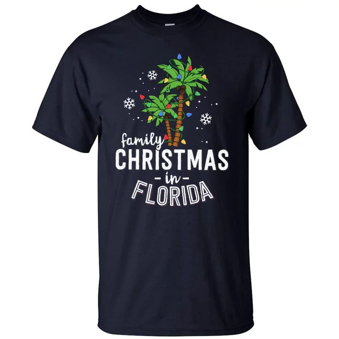 Family Christmas In Florida Palm Trees Xmas Beach Vacation Tall T-Shirt