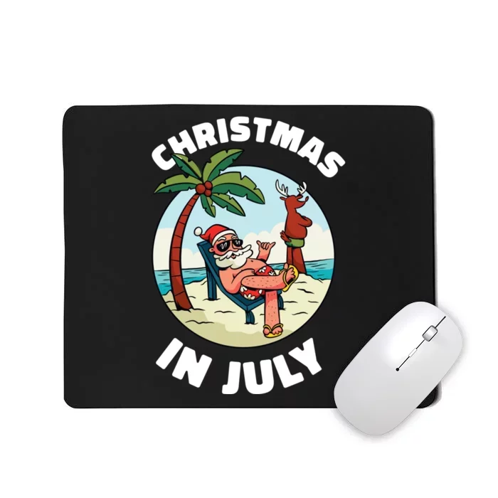 Funny Christmas In July Summer Santa On Beach Xmas Mousepad