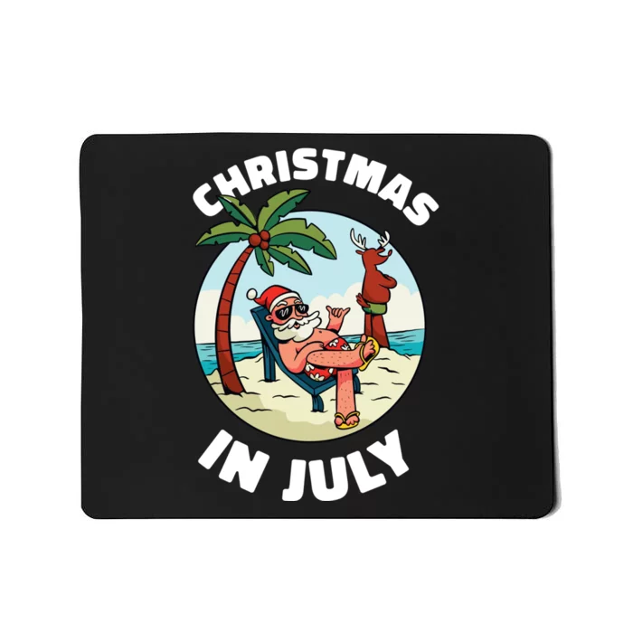 Funny Christmas In July Summer Santa On Beach Xmas Mousepad