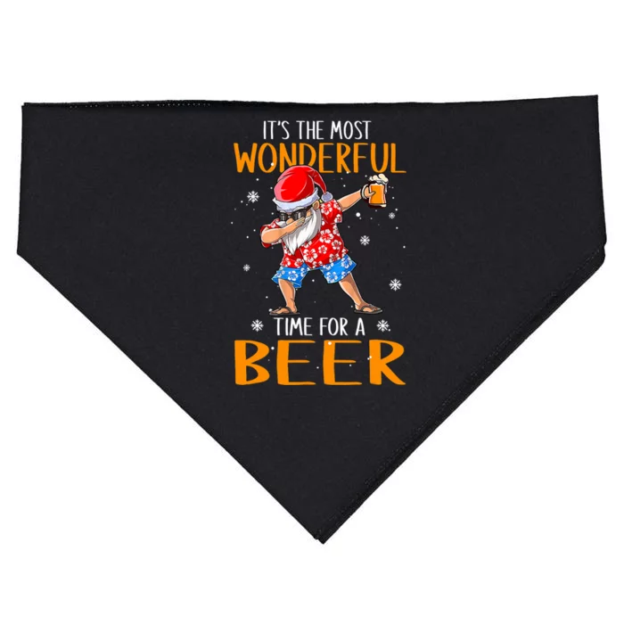 Funny Christmas In July Santa Hawaiian Wonderful Beer Lover USA-Made Doggie Bandana