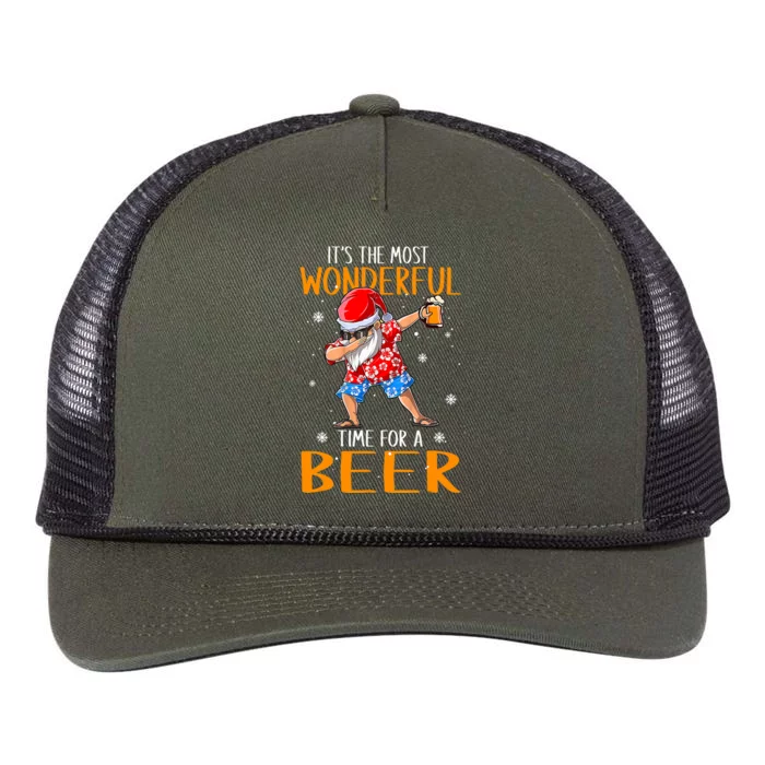 Funny Christmas In July Santa Hawaiian Wonderful Beer Lover Retro Rope Trucker Hat Cap