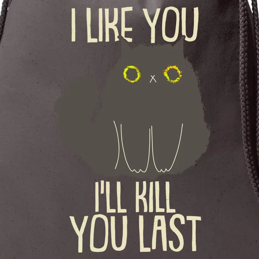 Funny Cat I Like You I'll Kill You Last Drawstring Bag