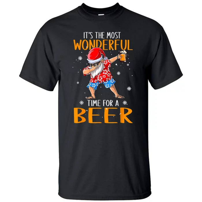 Funny Christmas In July Santa Hawaiian Wonderful Beer Lover Tall T-Shirt