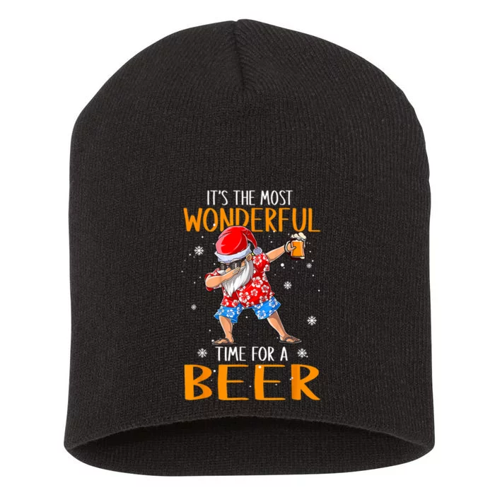 Funny Christmas In July Santa Hawaiian Wonderful Beer Lover Short Acrylic Beanie