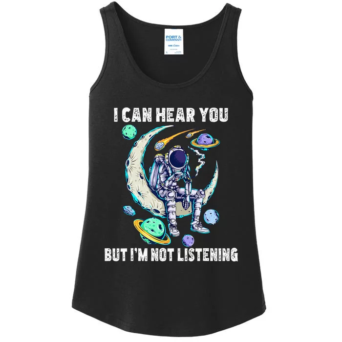 Funny Cat I Can Hear You But Im Listening Ladies Essential Tank