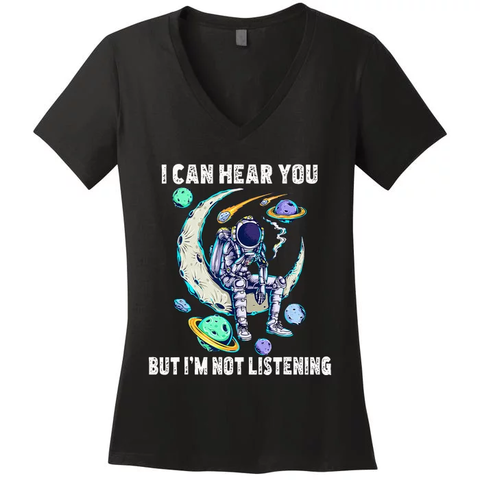 Funny Cat I Can Hear You But Im Listening Women's V-Neck T-Shirt