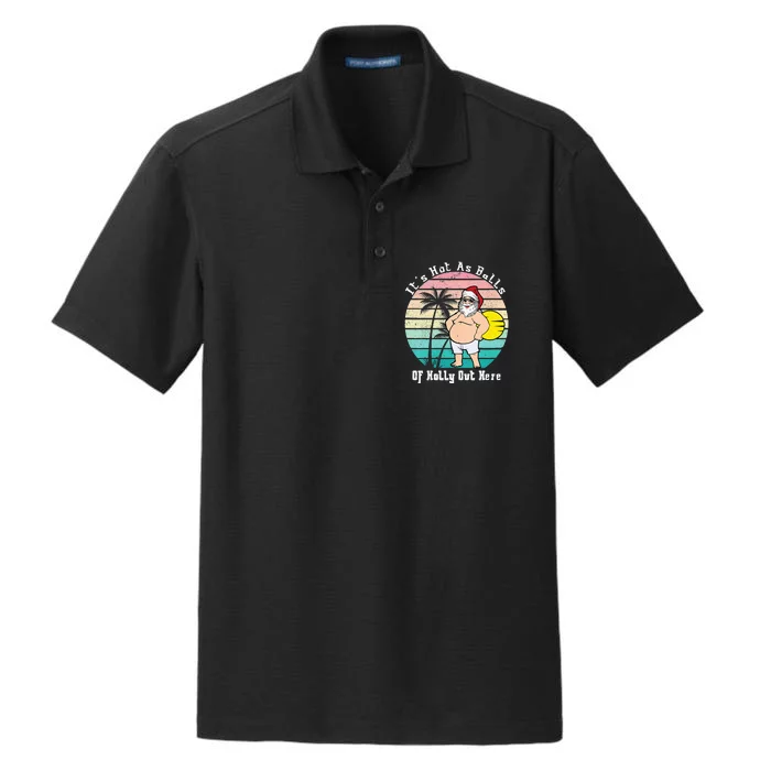 Funny Christmas In July Hot As Balls Santa Summer Party Dry Zone Grid Performance Polo