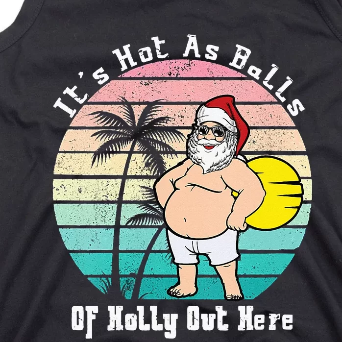 Funny Christmas In July Hot As Balls Santa Summer Party Tank Top