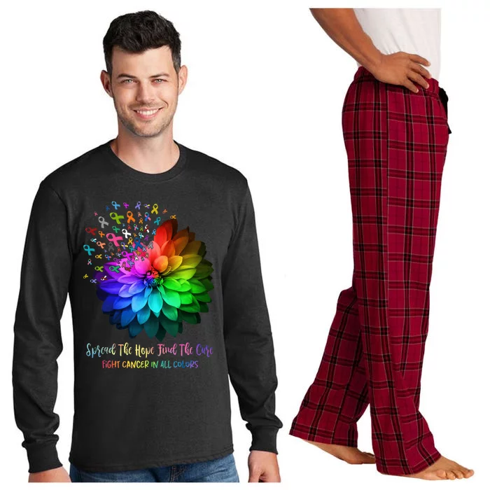 Fight Cancer In All Color Spread The Hope Find a Cure Long Sleeve Pajama Set