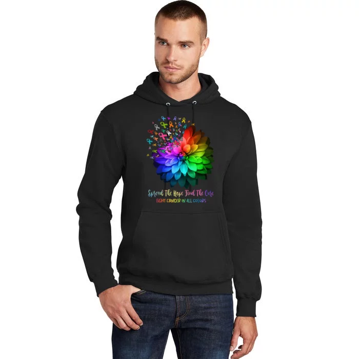 Fight Cancer In All Color Spread The Hope Find a Cure Tall Hoodie