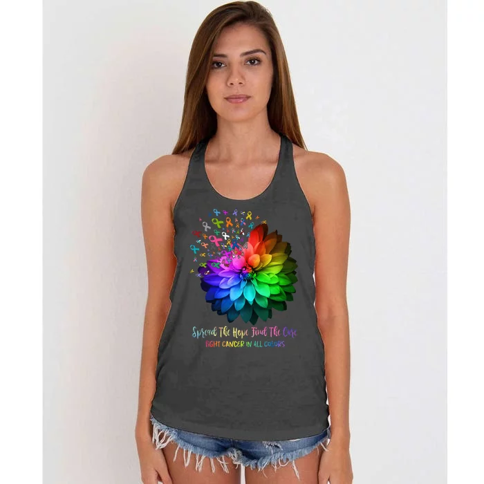 Fight Cancer In All Color Spread The Hope Find a Cure Women's Knotted Racerback Tank