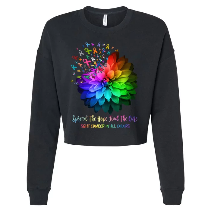 Fight Cancer In All Color Spread The Hope Find a Cure Cropped Pullover Crew