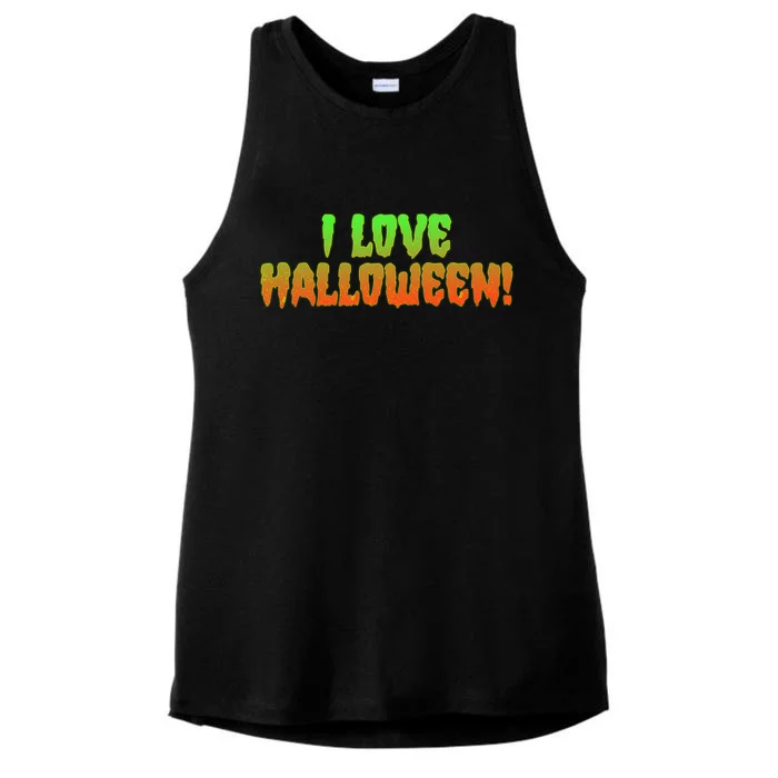 Funny Creepy I Love Halloween Ladies Tri-Blend Wicking Tank