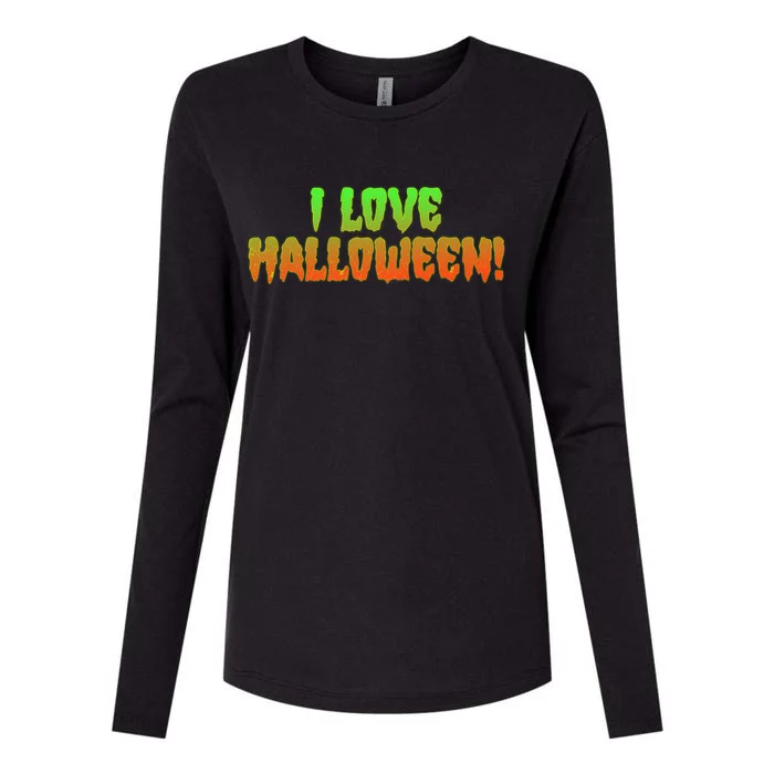 Funny Creepy I Love Halloween Womens Cotton Relaxed Long Sleeve T-Shirt