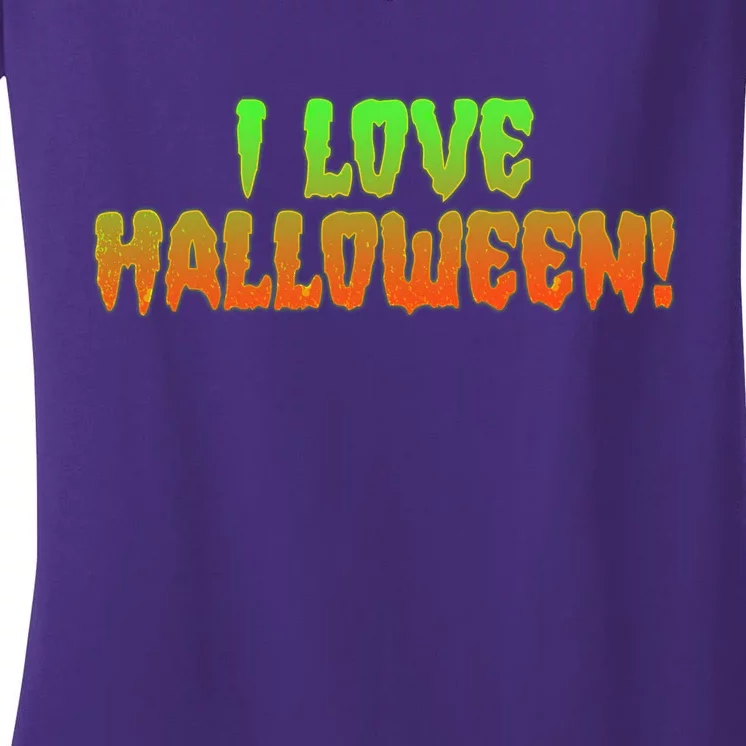 Funny Creepy I Love Halloween Women's V-Neck T-Shirt