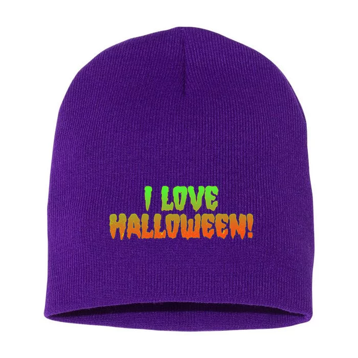 Funny Creepy I Love Halloween Short Acrylic Beanie