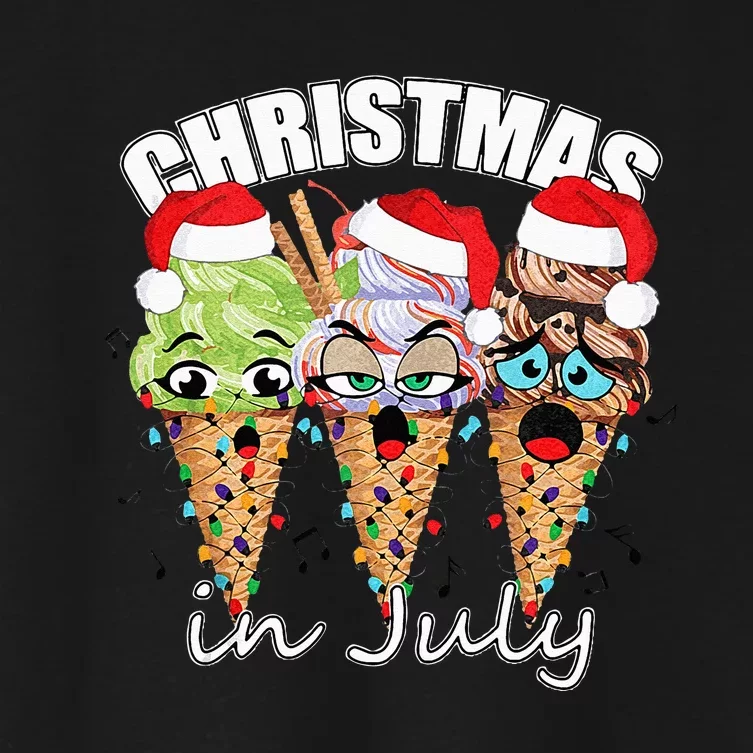 Funny Christmas in July Summer Icecream Women's Crop Top Tee