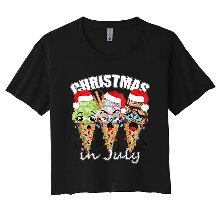 Funny Christmas in July Summer Icecream Women's Crop Top Tee