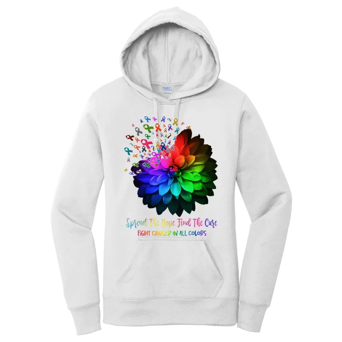 Fight Cancer In All Color Spread The Hope Find A Cure Women's Pullover Hoodie