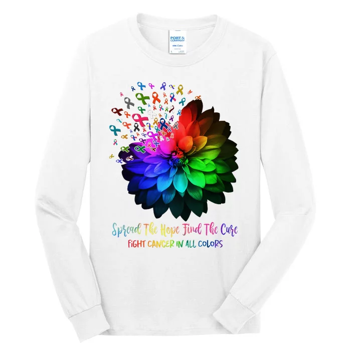 Fight Cancer In All Color Spread The Hope Find A Cure Tall Long Sleeve T-Shirt