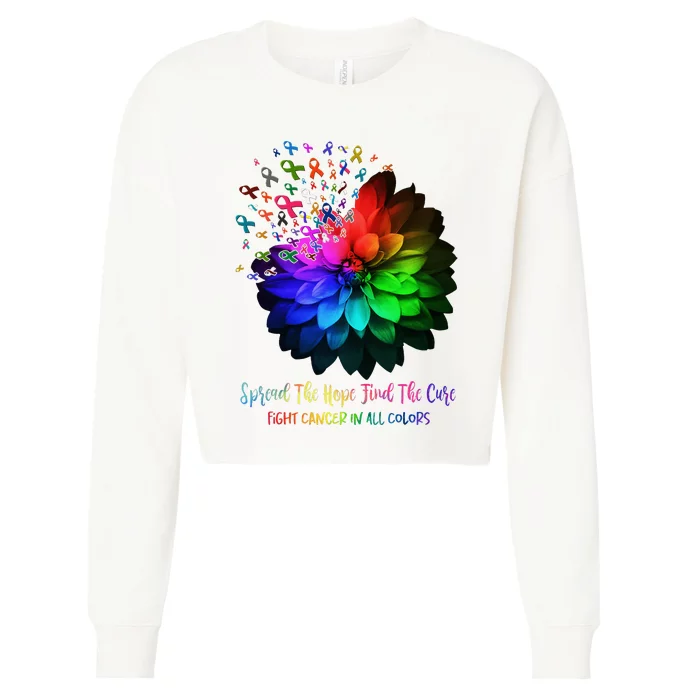 Fight Cancer In All Color Spread The Hope Find A Cure Cropped Pullover Crew