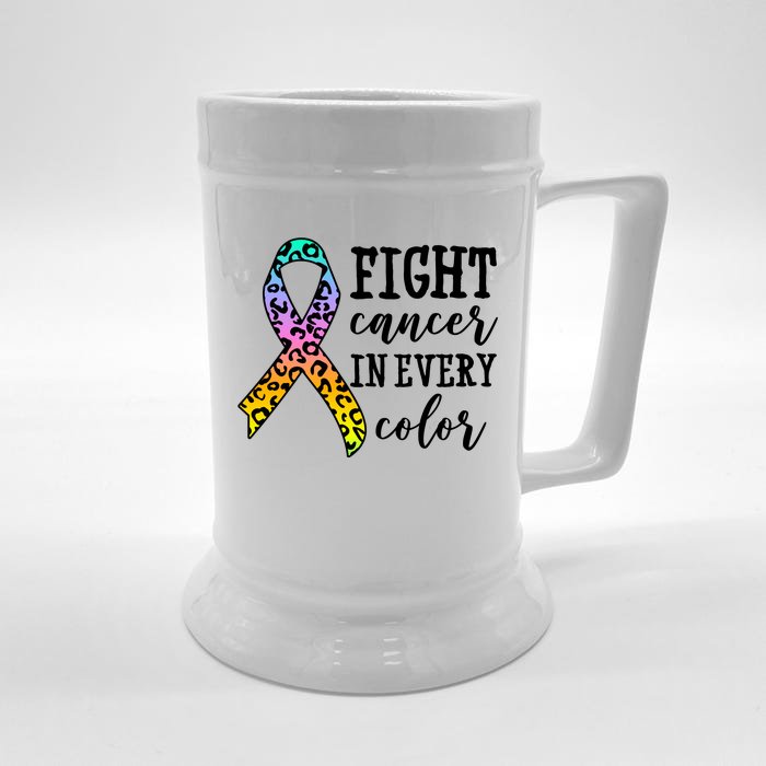 Fight Cancer In Every Color Ribbon Front & Back Beer Stein