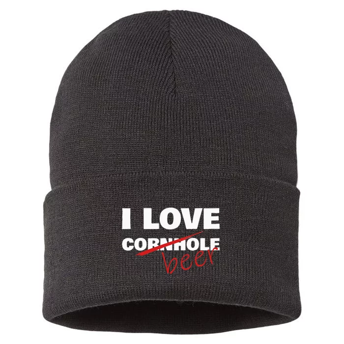 Funny Cornhole I Love Cornhole Beer Cornhole Sustainable Knit Beanie