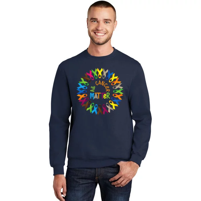 Fight Cancer In All And Every Color Ribbons Flower Heart Tall Sweatshirt